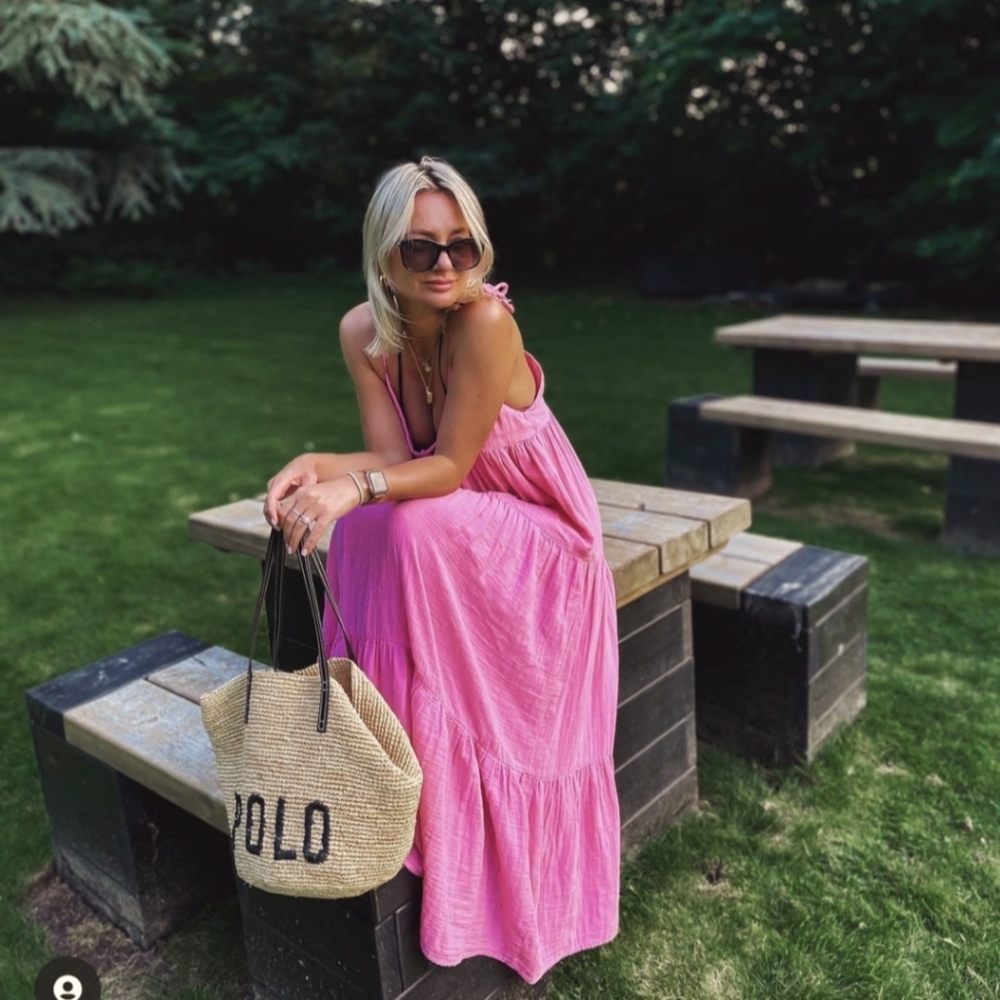 Zara Flowy Maxi Dress Pink Size M - Picture 4 of 10
